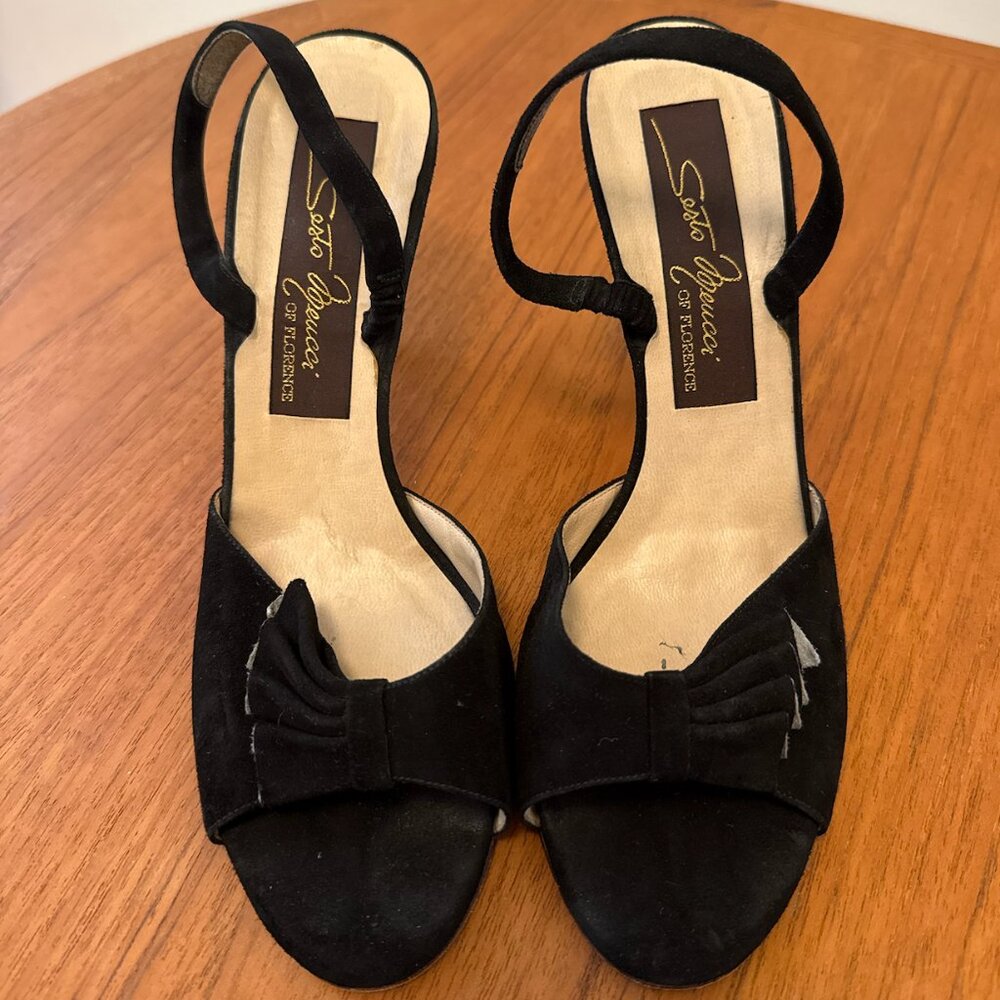 Sesto Meucci of Florence Black Suede Slingback